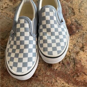 Vans Kids Checkered Slip-On Sneakers - Light Blue and White